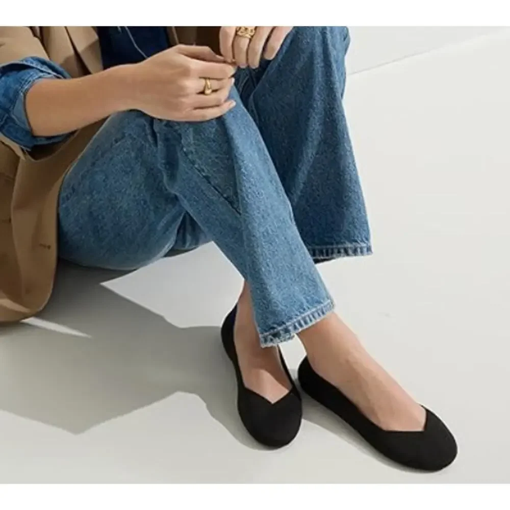 Rothy's The Flat Women's Slip-On Shoes,Black Classic Flats 8.5